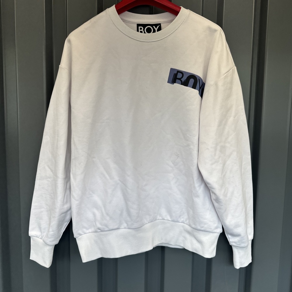 BOY London Sweatshirt Crewneck White And Blue Men's Medium‎